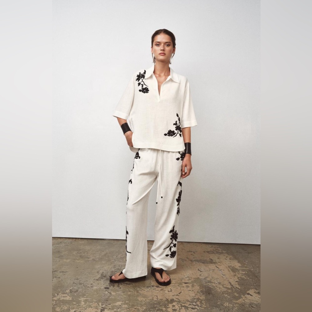 ZW COLLECTION FLORAL EMBROIDERED PANTS